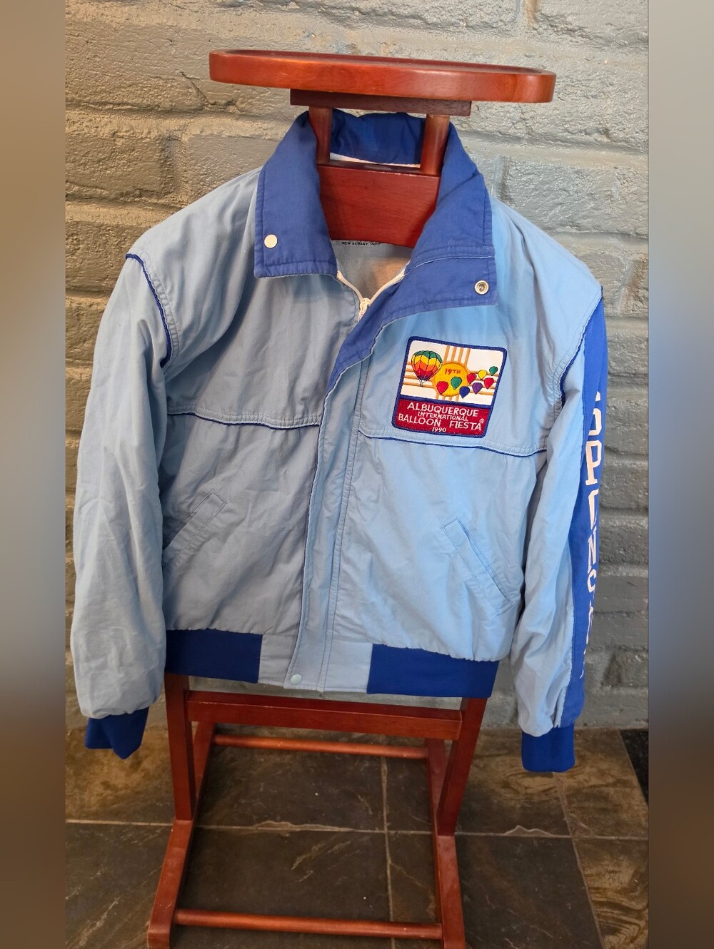 RARE VTG Albuquerque Balloon Fiesta Canon Sponsor Light Blue Bomber Jacket